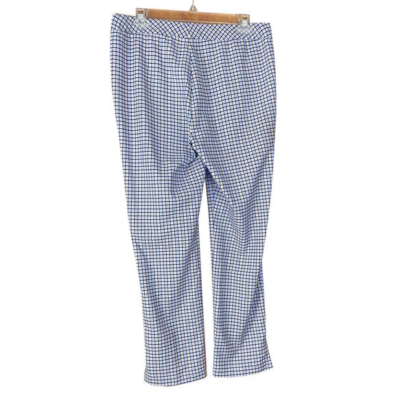 Peace of Cloth Brie Pull-on Pants Size M Blue Multi Check Pockets Ankle Straight - Picture 3 of 5